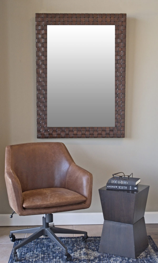 calusa gallery, custom mirrors, leather braided mirror