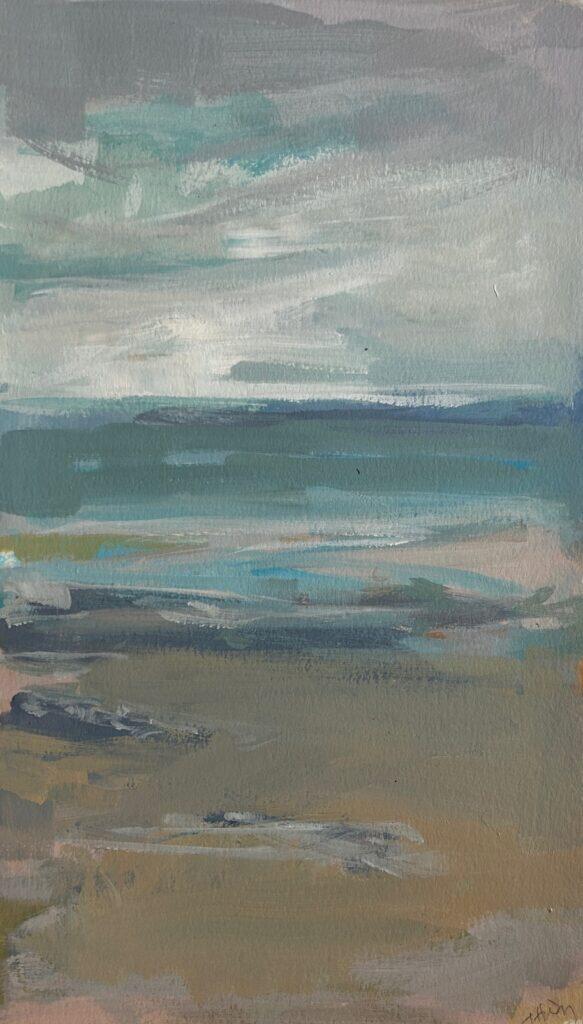 impressionist painting , seascape, acrylic on paper, coastal painting, serena and lily